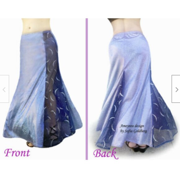 Sparkling Lavender A-Line Skirt with Blue inserts. Size M. Long, New. Dancewear - Picture 1 of 4
